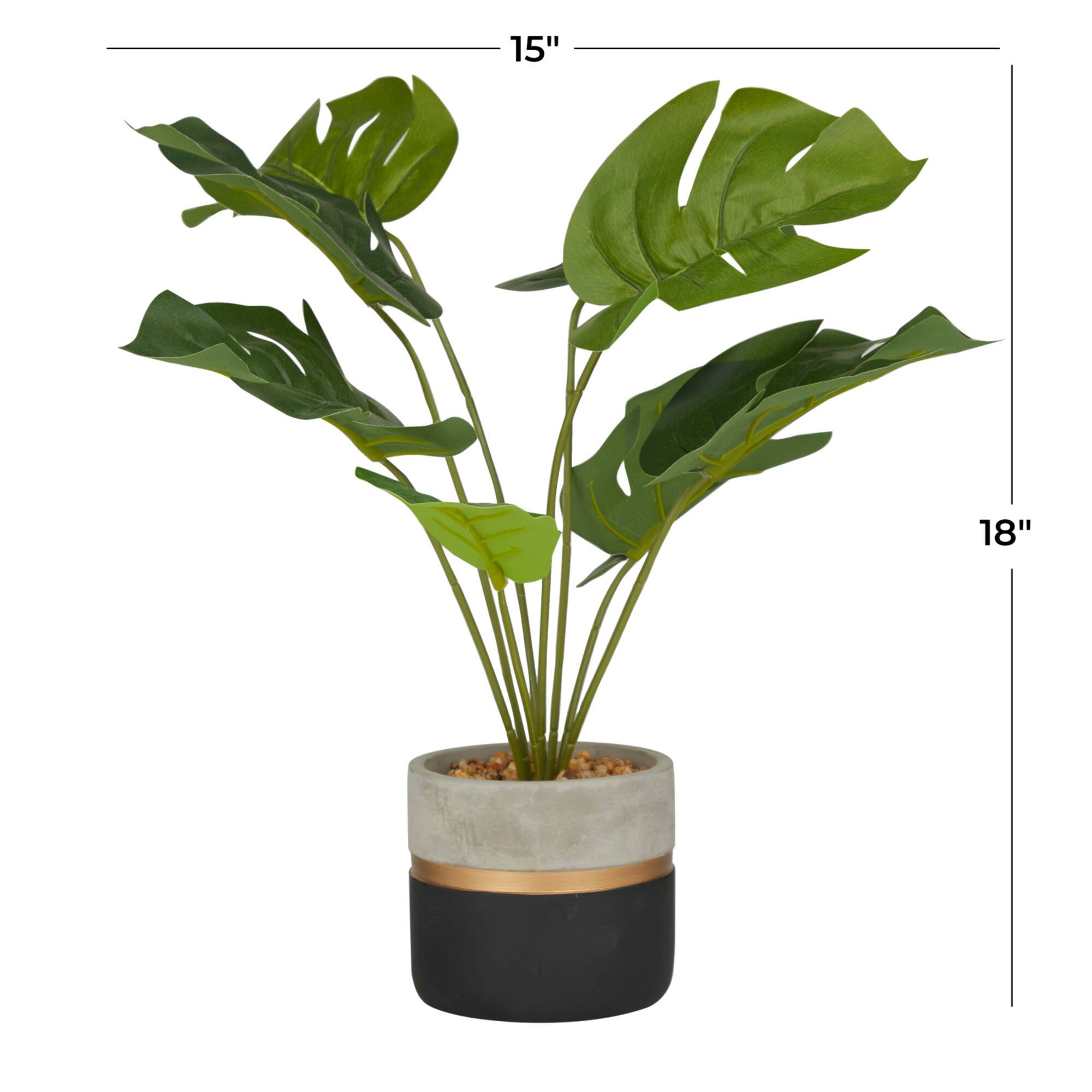 18" Green PVC Monstera Contemporary Artificial Foliage